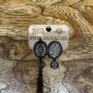 New Pink Panache silver earrings with clear swavorski crystals